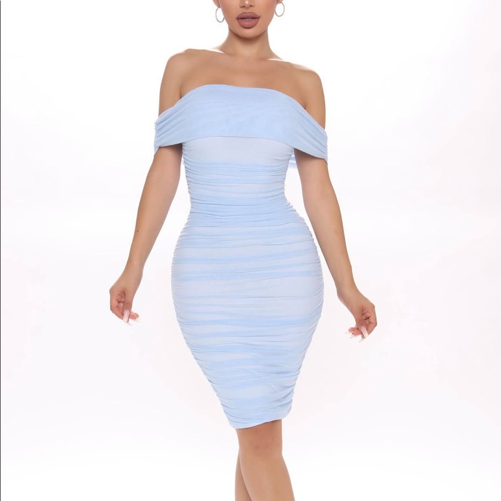 Fashion nova light blue midi